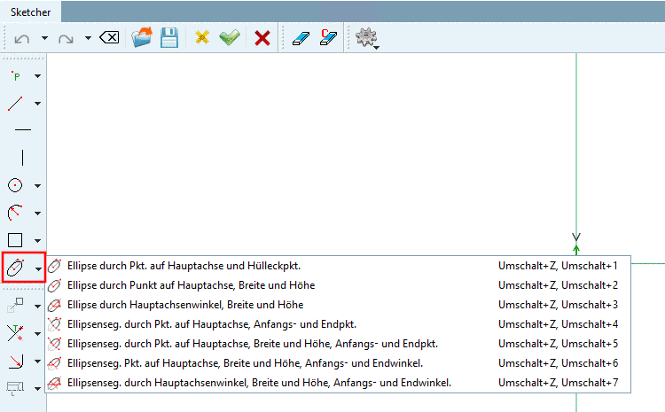 Werkzeuge für Ellipse und Ellipsensegmente