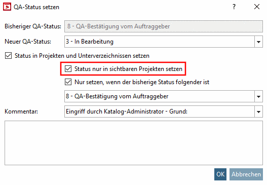 Status nur in sichtbaren Projekten setzen
