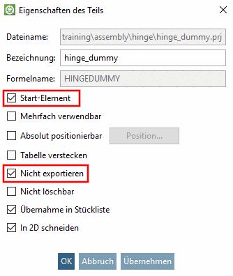 Einfügen Dummy-Teil