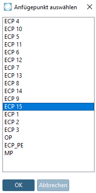 Anfügepunkt auswählen: Dialog
