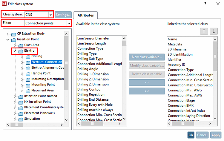 Beispiel: Klasse "Elektro Alignment Coordsys"