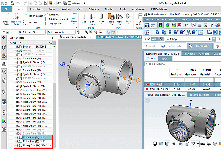 3Dfindit Anfügepunkte -> NX Einpassungsanschlüsse