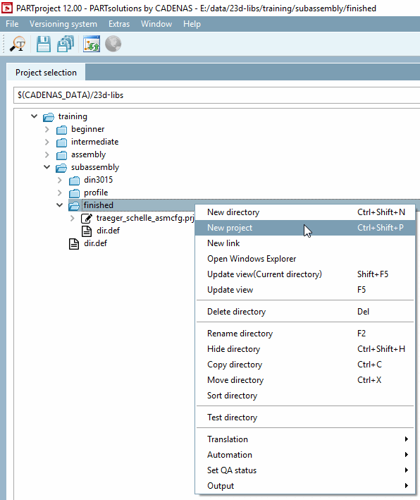 Aufruf: Neues Projekt [New project]
