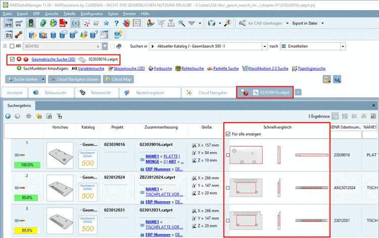 In der Spalte "Farben" sehen Sie den prozentualen Anteil der gesuchten Farbe(n).