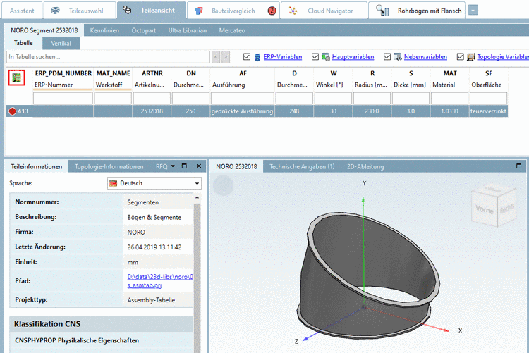 Beispiel: Beziehung zwischen Formelement und Klassifikation