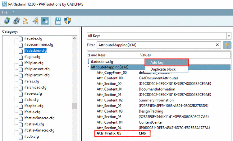 Schlüssel einfügen