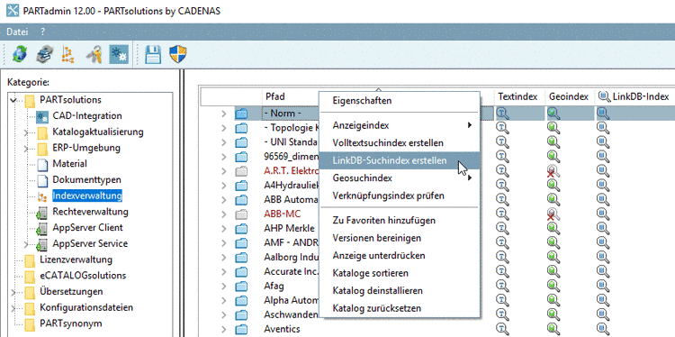 PARTadmin -> Indexverwaltung