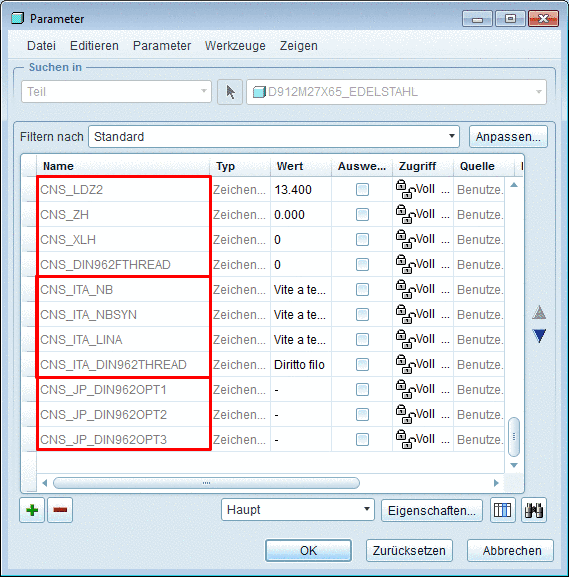 Creo: Parameter - "CNS_", "CNS_ITA" und "CNS_JP"