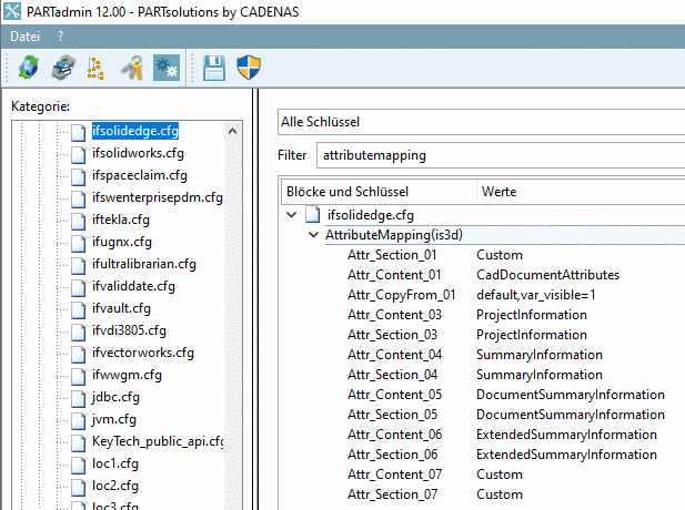 PARTadmin: ifsolidedge.cfg -> Block "AttributeMapping(is3d)"
