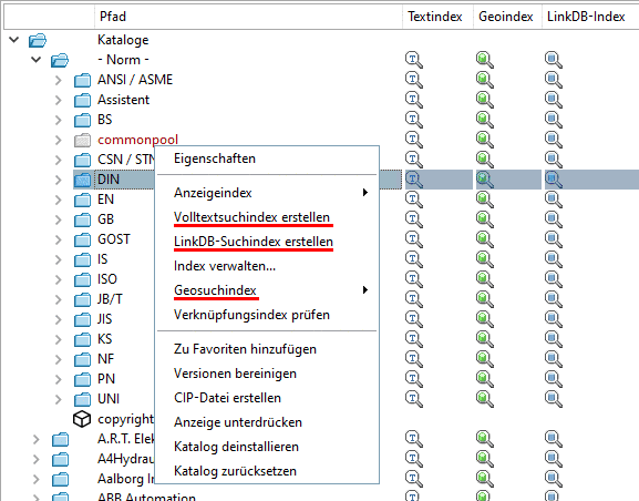 Indextree unter "Indexverwaltung"