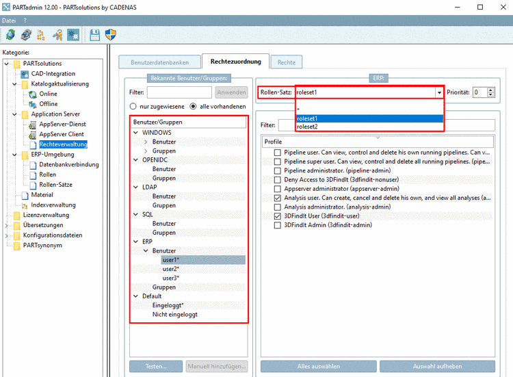 Kategorie "Rechteverwaltung" -> "Rechtezuordnung"