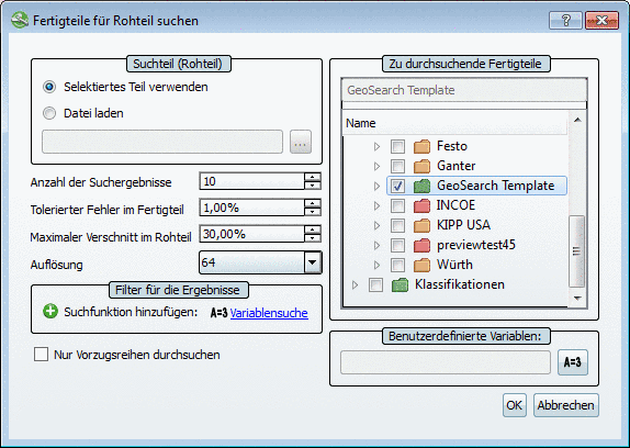 Fertigteile für Rohteil suchen