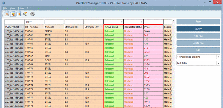 Colors in PARTlinkManager