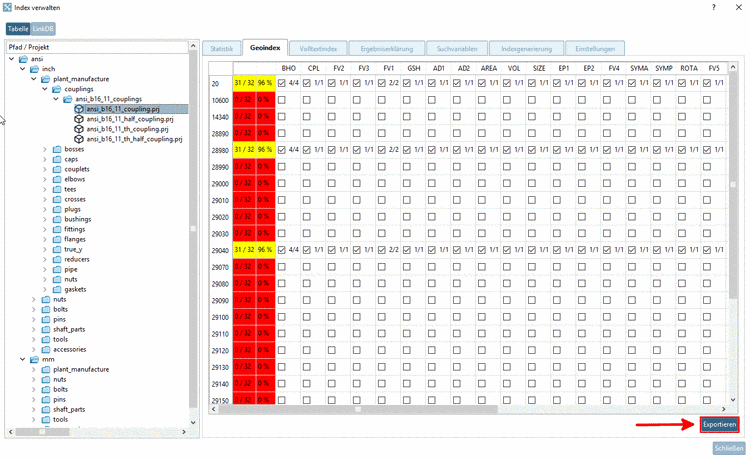 Button "Exportieren"