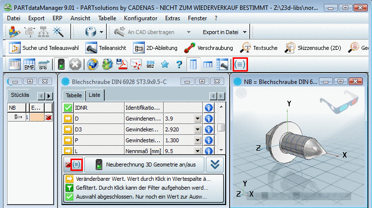 Zu vermeidende Größe: Listenansicht