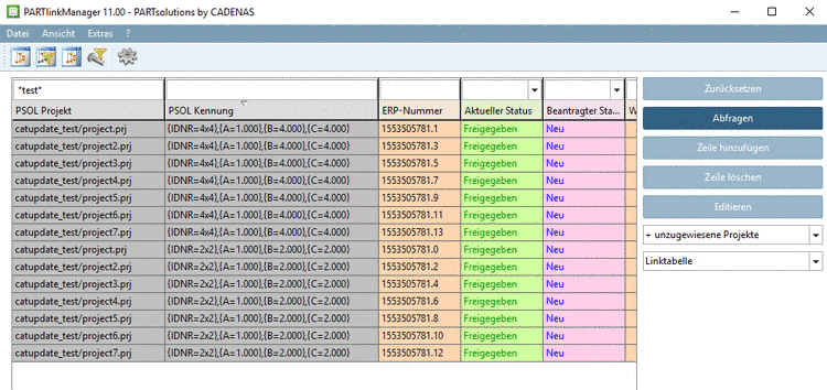 Ausgangssituation im PARTlinkManager