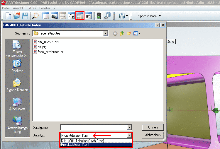 Farbe und Textur im PARTdesigner anzeigen