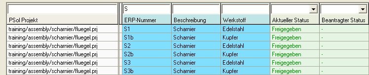 PARTlinkManager - 2 Werkstoffe pro Zeile