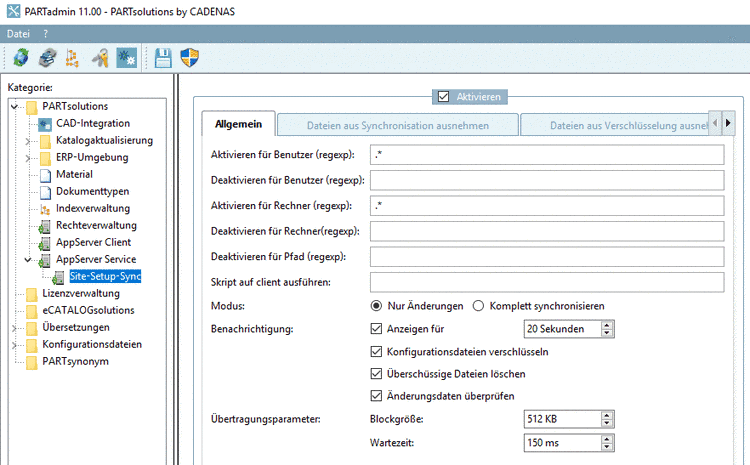 PARTadmin -> Kategorie PARTsolutions -> AppServer Service -> Site-Setup-Sync