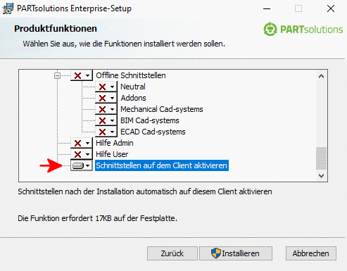 Schnittstellen auf dem Client aktivieren