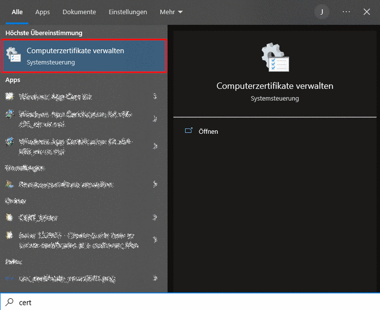 Computerzertifikate verwalten