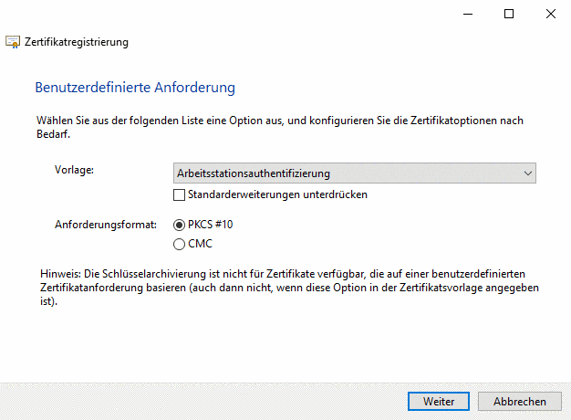 Benutzerdefinierte Anforderung