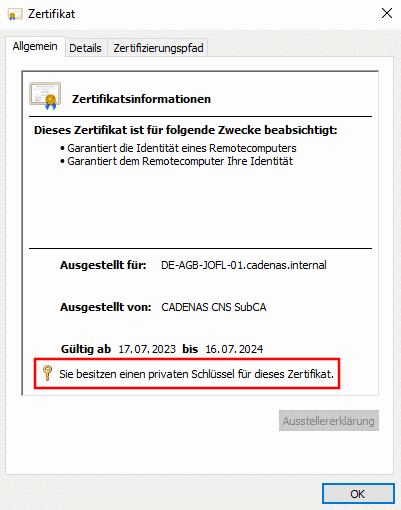 Zertifikatsinformationen