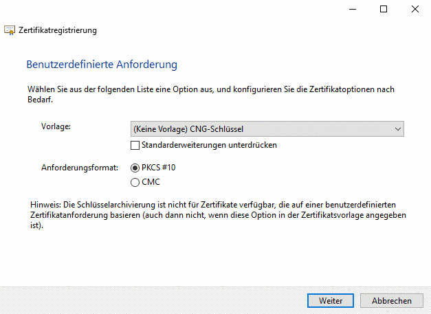 Benutzerdefinierte Anforderung