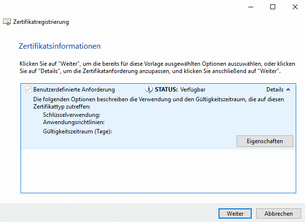 Zertifikatsinformationen