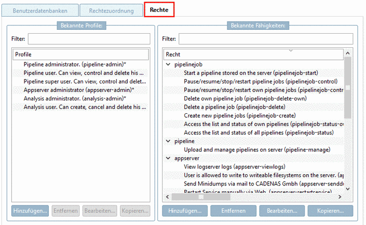 Registerseite "Rechte"