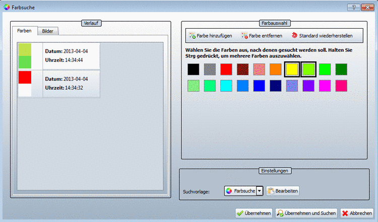 Über diese Option können Sie die maximale Länge des Suchverlaufs im Abschnitt Verlauf ändern.