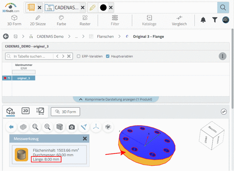 Flansch mit einer Dicke von 5 mm