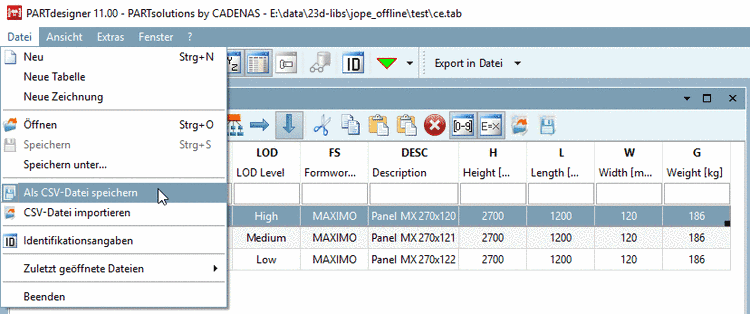 Als CSV-Datei speichern