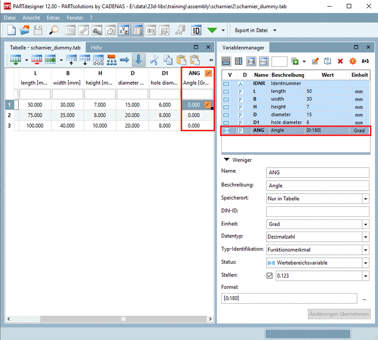 Variable "ANG" hinzufügen