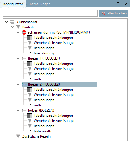Dockingfenster "Konfigurator"