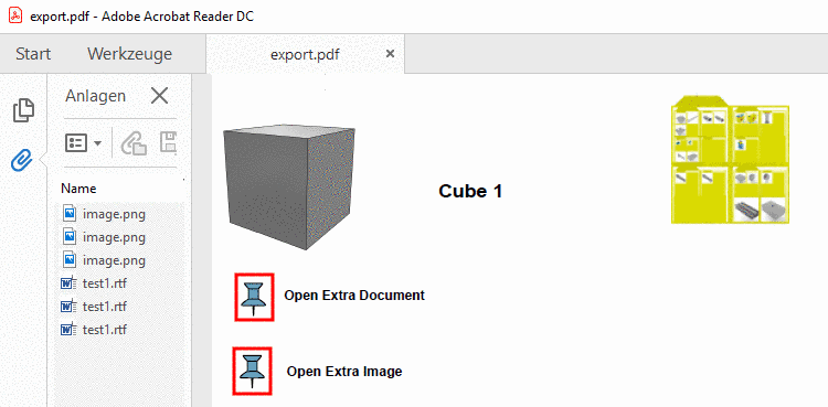 Dokumente als Anlagen eingebettet im PDF
