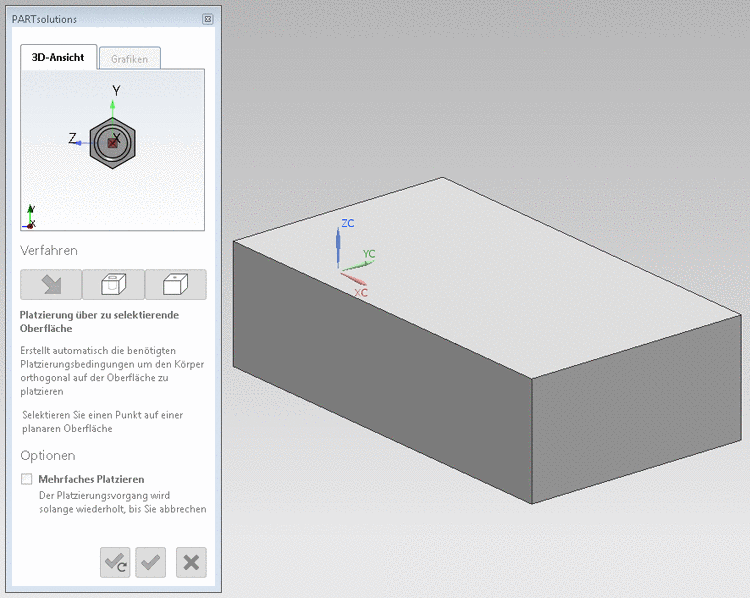 Beispiel: Einfügepunkt auf Fläche bestimmen