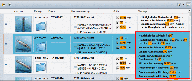Topologiesuche mit "Beliebiger Parameter" liefert viele Werte. Um alle Werte zu sehen, klicken Sie in die Zelle.