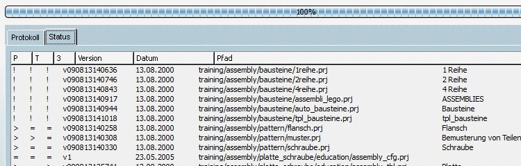 Registerseite Status