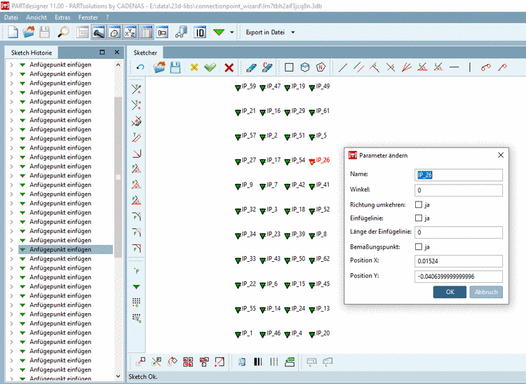Teileauswahl: Dockings ein- und ausblenden