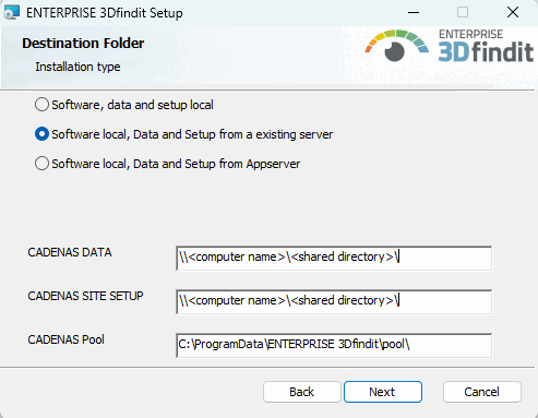Software local, Data and Setup from existing server