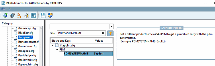 Beispiel: PDMSYSTEMNAME=SapEctr