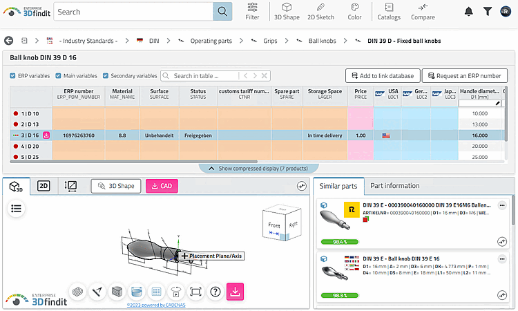 3Dfindit - Tabelle