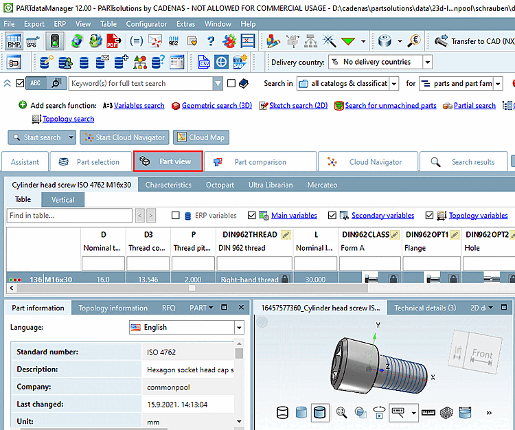 PARTdataManager - Teileansicht [Part view]