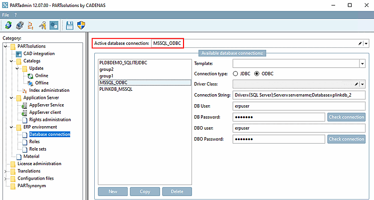 Aktive Datenbankverbindung [Active database connection]