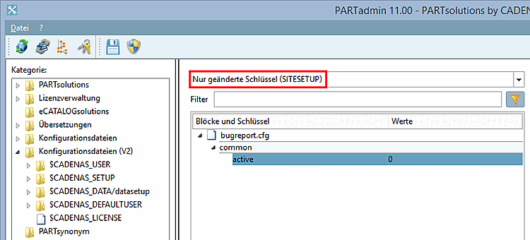 $CADENAS_SITESETUP aktiviert