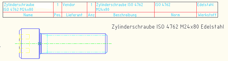 Beispiel 2: Stücklistentabelle mit Extra-AttributenStücklistentabelle erweiternAutoCAD