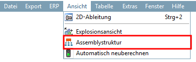 Menü: Assemblystruktur