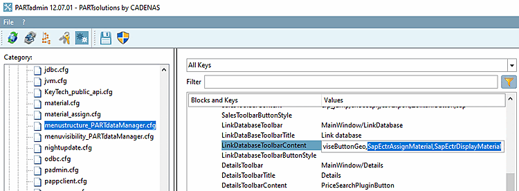 Schlüssel "LinkDatabaseToolbarContent"