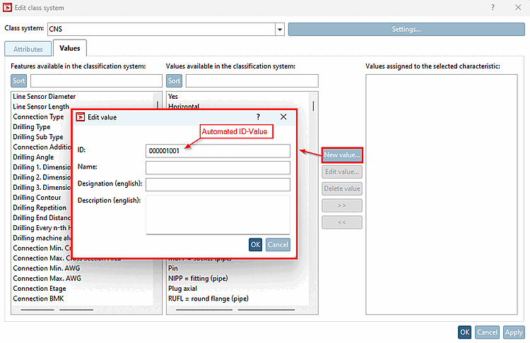 Dialog "Klassensystem bearbeiten [Edit class system]"